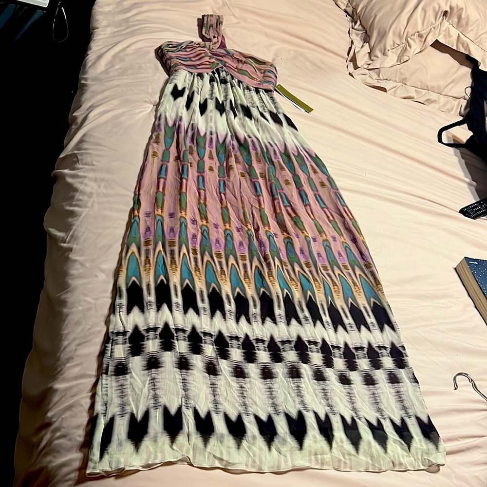 Nicole Miller One Shoulder Maxi Dress